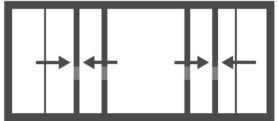 COULISSANTS 4 VANTAUX 2 RAILS, OUVERTURE 1/2 COULISSANTS 4 VANTAUX 2 RAILS, OUVERTURE 1/2