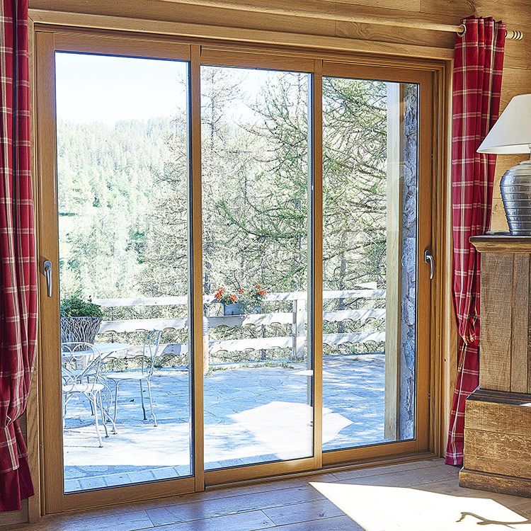 Portes fenêtre coulissantes--Préfal 3 vantaux vue intérieur