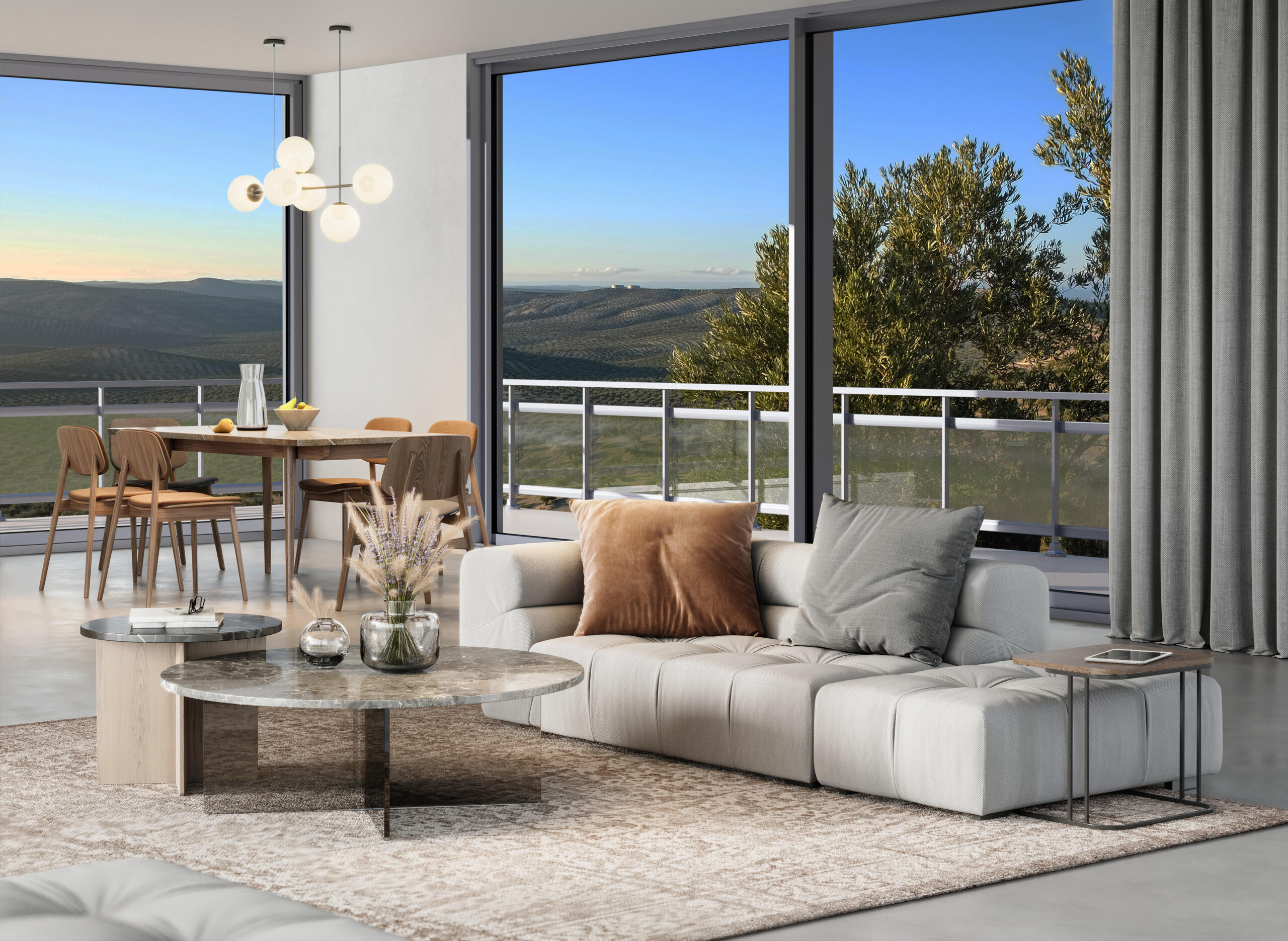 Le coulissant Préfal Allure XL devant une vue de la campagne